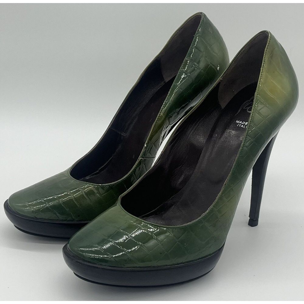 Icone Made in Italy Green Animal Skin Print  Platform‎ Heels Size 40